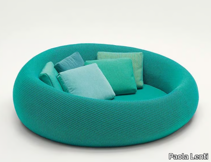 EASE - Curved fabric garden sofa with removable cover _ Paola Lenti