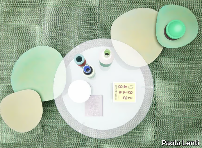 HARVEY - Contemporary style low square round wooden coffee table _ Paola Lenti