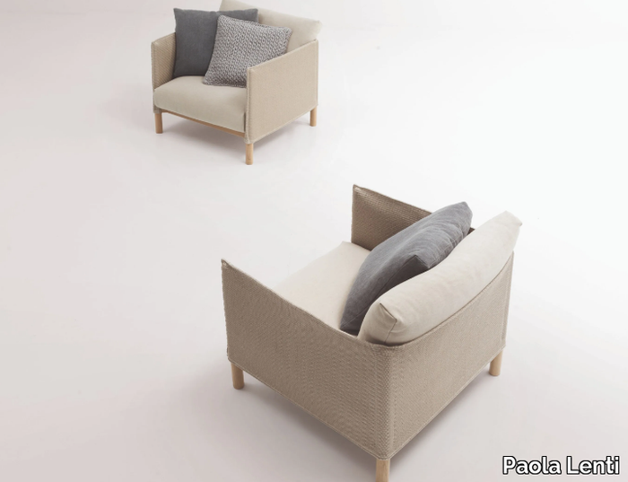 VESPUCCI - Fabric garden armchair with armrests _ Paola Lenti