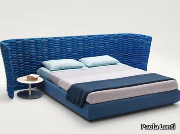 SILENT BEND - Fabric double bed with upholstered headboard _ Paola Lenti