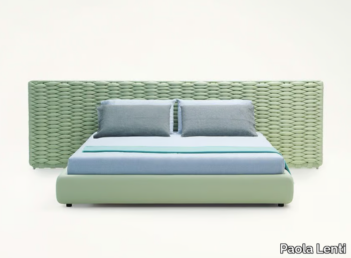 SILENT LINE - Fabric double bed with upholstered headboard _ Paola Lenti