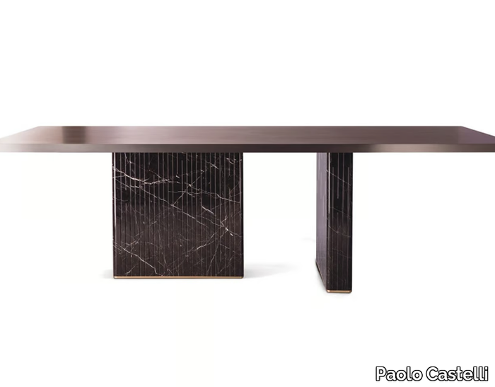 NETTUNO - Rectangular table in wood and marble _ Paolo Castelli