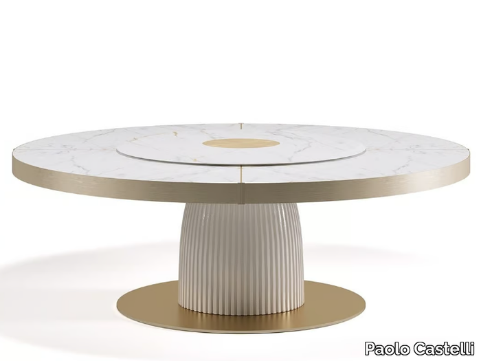 DIONE LAZY SUSAN - Round table in Calacatta marble and ceramic _ Paolo Castelli
