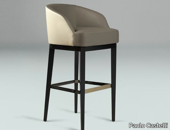 VENICE - High leather stool with armrests _ Paolo Castelli