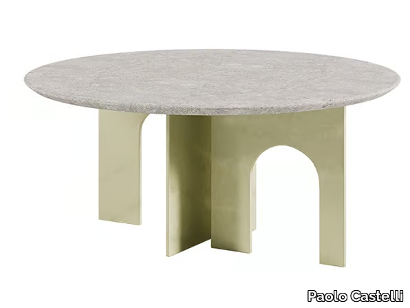 ARCHE - Low table in metal and ancient stone _ Paolo Castelli