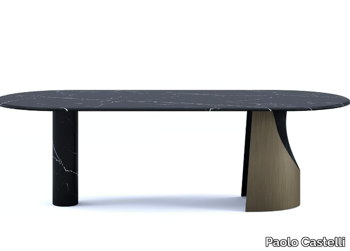 ELLIPSE - Oval Nero Marquina marble table _ Paolo Castelli