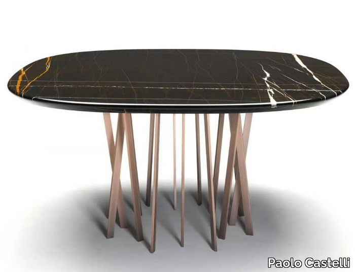 FOR HALL - Square table in marble and metal _ Paolo Castelli