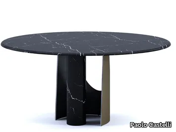 ELLIPSE - Round Nero Marquina marble table _ Paolo Castelli