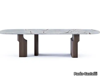 KENYA - Rectangular marble table with wooden base _ Paolo Castelli