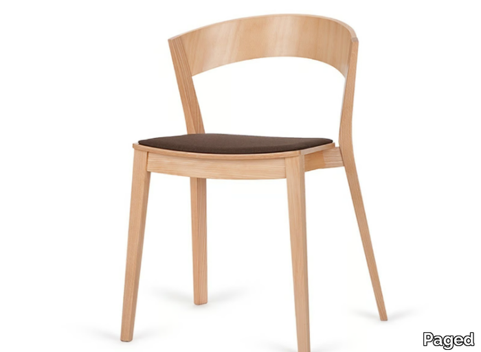 ARCHER - Stackable wooden chair with integrated cushion _ Paged