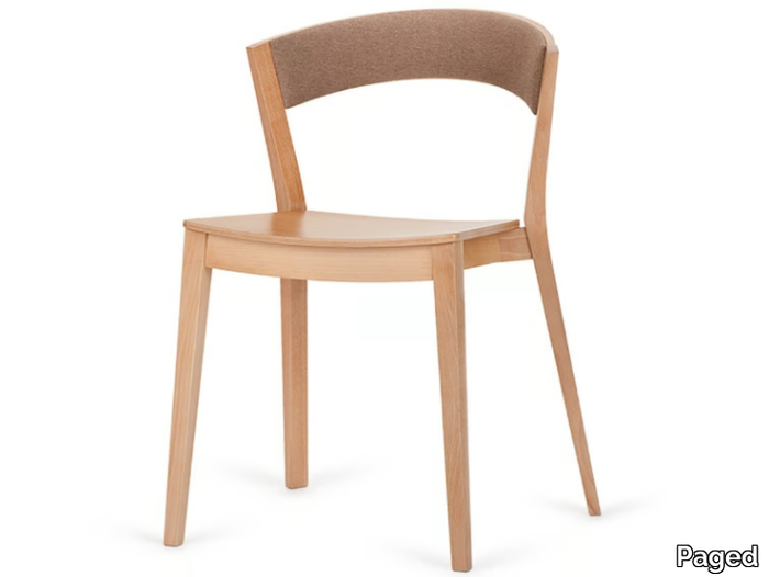 ARCHER - Stackable wooden chair with upholstered back _ Paged