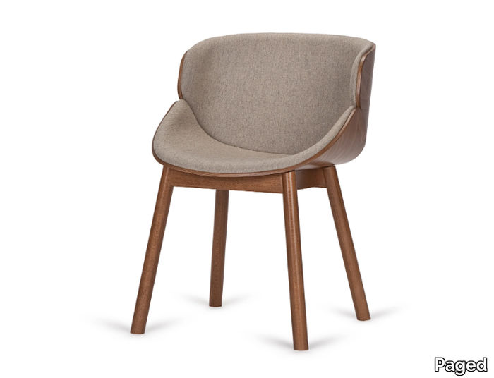 ARIA - Chair upholstered in fabric with wooden shell _ Paged