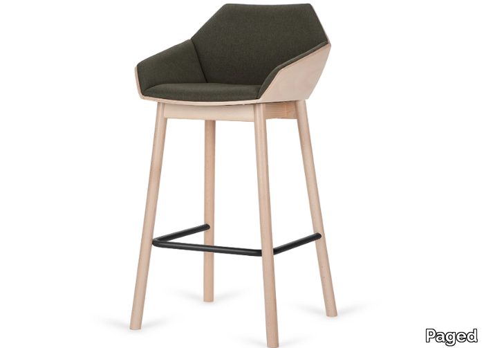 H-TUK-W - High upholstered fabric stool with armrests _ Paged