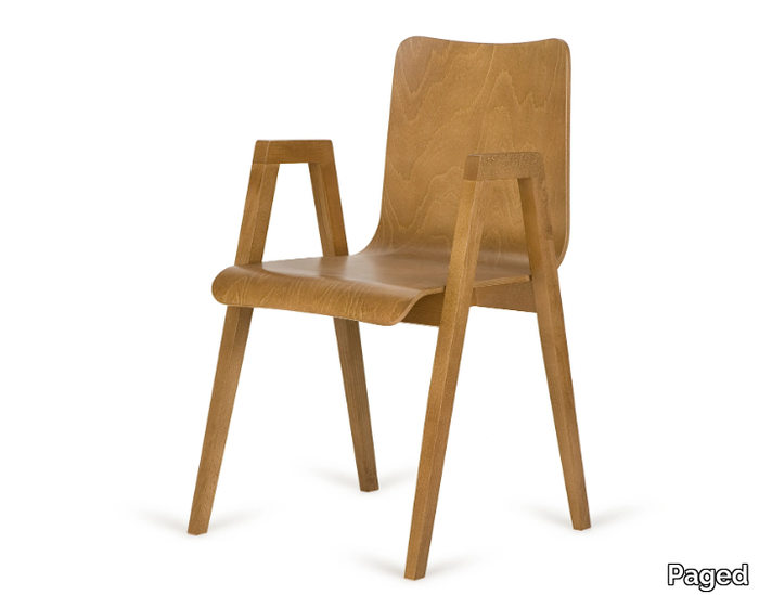 B-LINK-2120 - Stackable wooden chair with armrests _ Paged