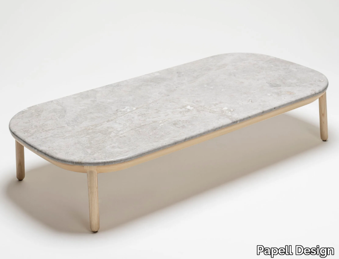 ANKARA - Rectangular low ash coffee table with marble top _ Papell Design