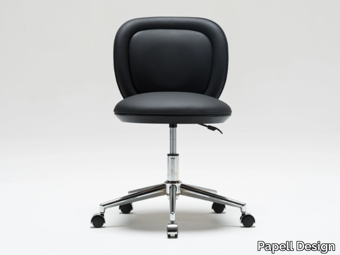 ANKARA - Leather office chair with 5-Spoke base with castors _ Papell Design