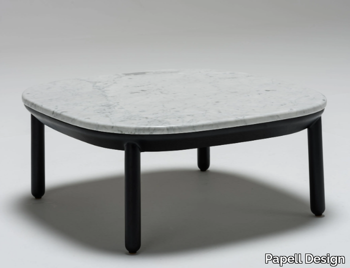 ANKARA - Square low ash coffee table with marble top _ Papell Design