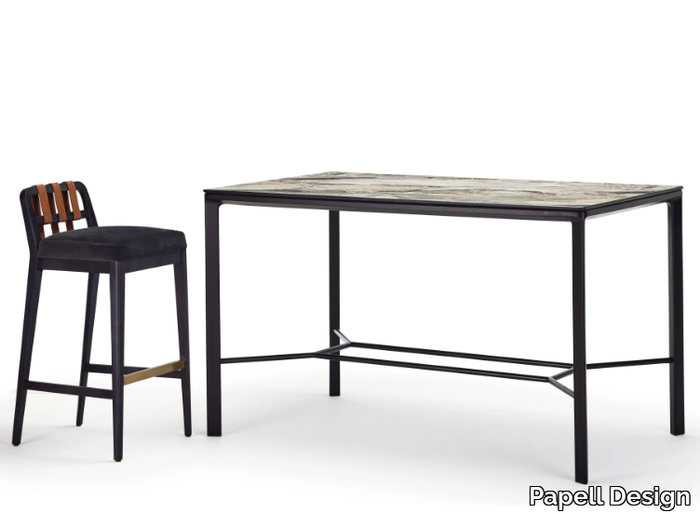 EATON - Rectangular ash high table with marble top _ Papell Design