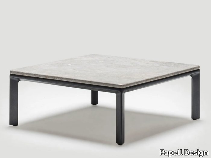 EATON - Square low ash coffee table with marble top _ Papell Design