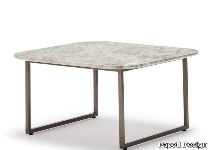 KATALANA - Square brass coffee table with marble top _ Papell Design