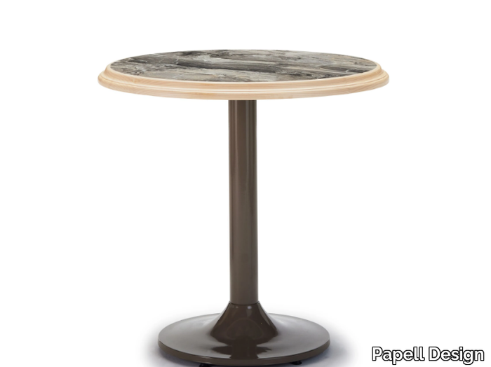 LUZY - Round metal table with HPL top _ Papell Design