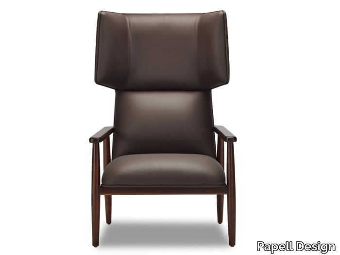 SQUAREZ - Wing leather armchair high-back _ Papell Design