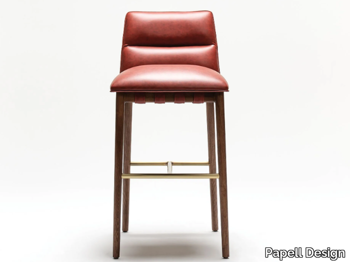 URIAH - Leather and ash barstool with back _ Papell Design