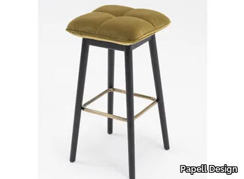 SQUAREZ - High fabric and ash stool with footrest _ Papell Design