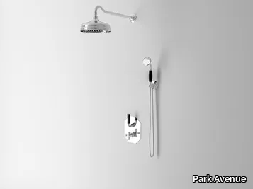 DARK BLACK - 4 hole thermostatic shower set with overhead shower _ Park Avenue