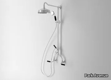 DARK BLACK - Wall-mounted shower panel with overhead shower _ Park Avenue