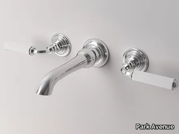 DARK WHITE - 3 hole wall-mounted washbasin tap with individual rosettes _ Park Avenue