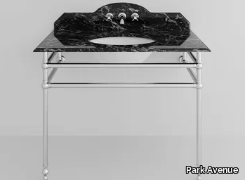 MARBLE & METAL 2 - Oval console marble washbasin with towel rail _ Park Avenue