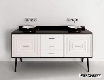 MAZE 3A - Double wood and glass vanity unit _ Park Avenue