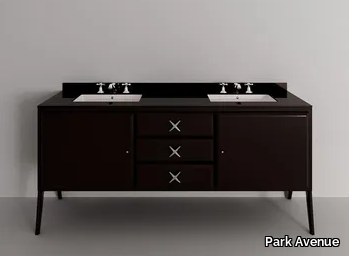 SOPHIA 3S - Double wood and glass vanity unit with integrated washbasin _ Park Avenue