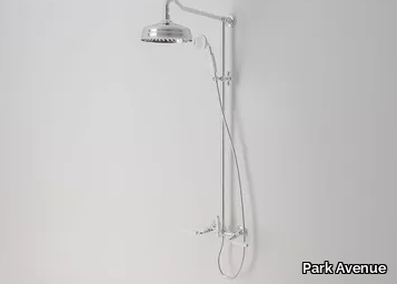 DARK WHITE - Wall-mounted shower panel with overhead shower _ Park Avenue