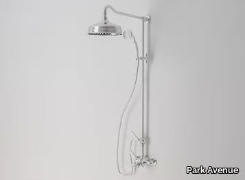 DARK WHITE - Wall-mounted thermostatic shower panel with overhead shower _ Park Avenue