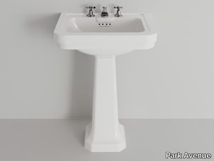 ROCKEFELLER & PEDESTAL 64 - Rectangular single pedestal ceramic washbasin _ Park Avenue