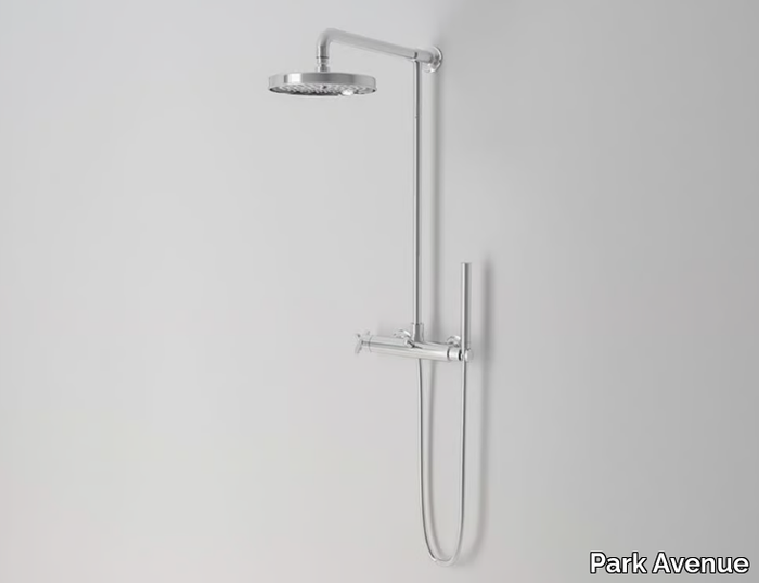 CROSS - Contemporary style wall-mounted metal shower panel with diverter with hand shower _ Park Avenue