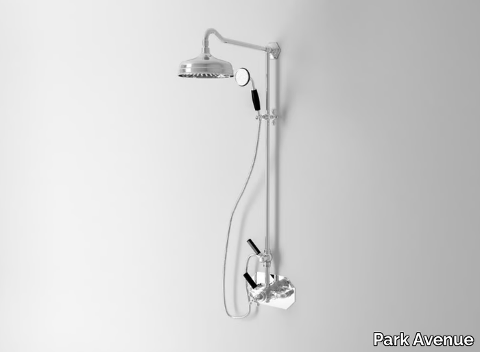 DARK BLACK - Wall-mounted thermostatic shower panel with hand shower _ Park Avenue