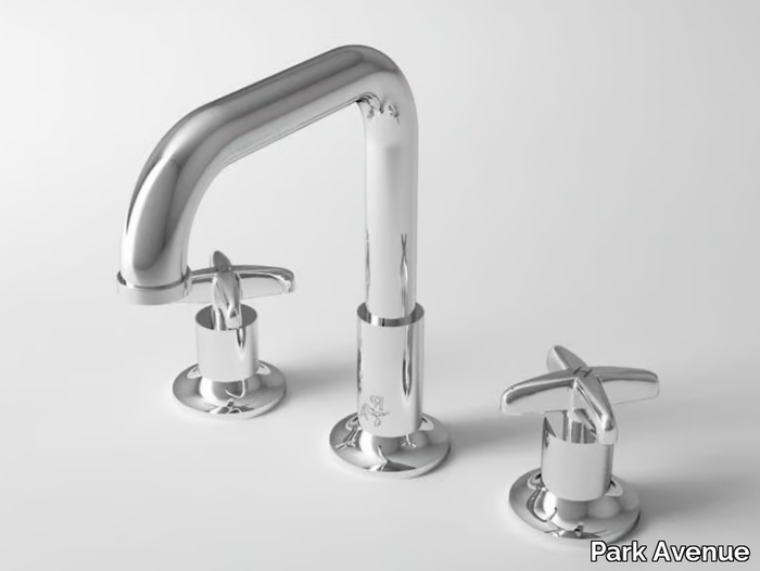 CROSS - 3 hole countertop washbasin tap with individual rosettes _ Park Avenue