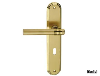 MISTRAL FASHION - Brass door handle on back plate with lock _ Pasini