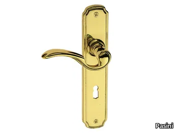 COLONIA CLASSIQUE - Brass door handle on back plate with lock _ Pasini