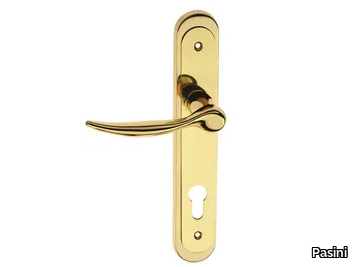 GALAXY FASHION - Brass door handle on back plate with lock _ Pasini