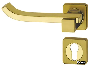 PLUS UP FASHION - Brass door handle on rose with lock _ Pasini