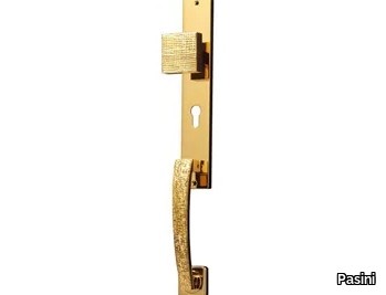 QUADRATA JEWELLERY - Brass door handle on back plate with lock _ Pasini