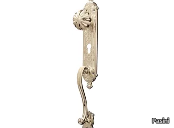 QUEEN JEWELLERY - Brass door handle on back plate with lock _ Pasini