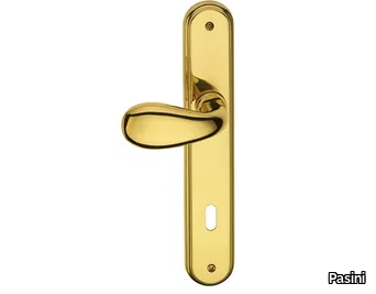 ROYAL FASHION - Brass door handle on back plate with lock _ Pasini