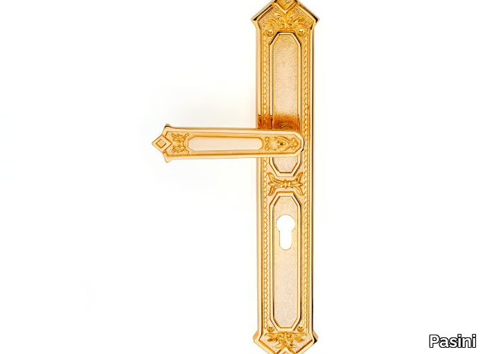 KING CLASSIQUE - Brass door handle on back plate _ Pasini