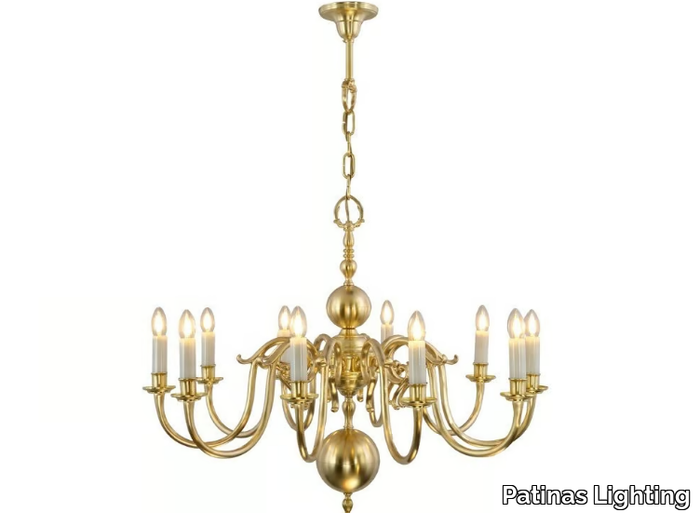 AMSTERDAM 10 ARMED CHANDELIER BIG - Brass chandelier _ Patinas Lighting