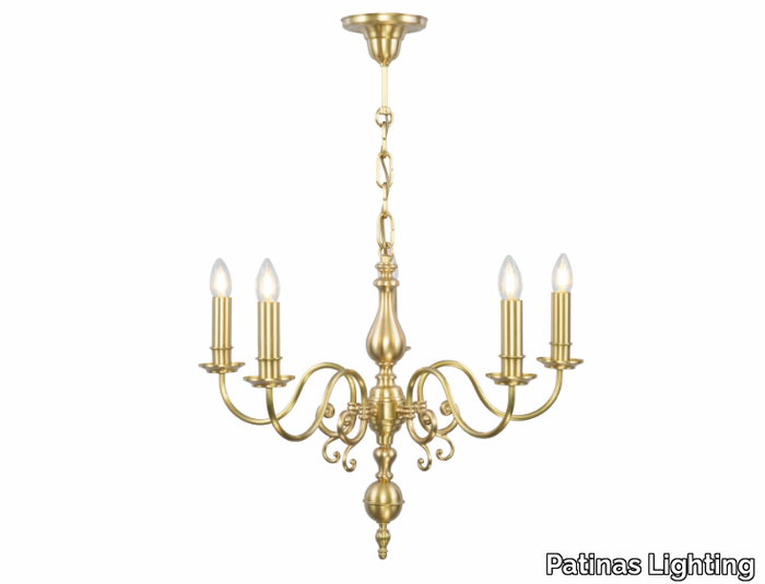 ROTTERDAM 5 ARMED CHANDELIER - Brass chandelier _ Patinas Lighting